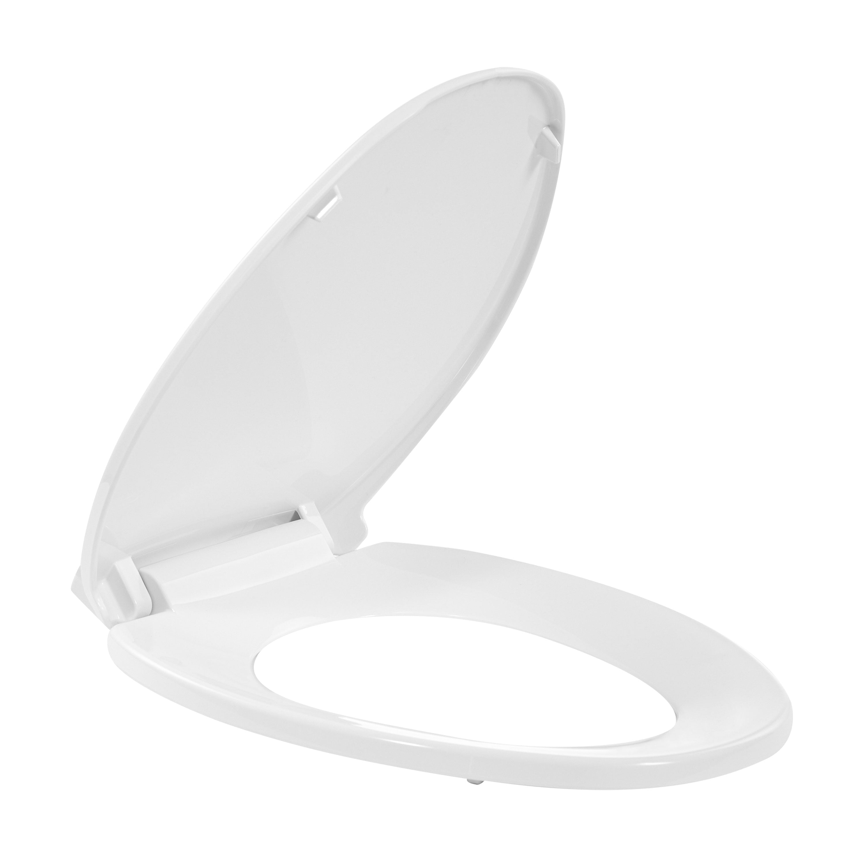 FBJ Oval Plastic Toilet Seat Soft Close in White, No Slam & Easy to Clean