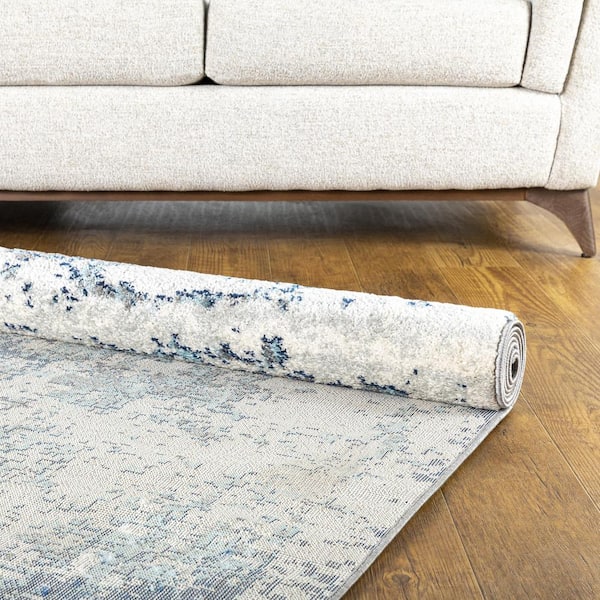 Yamikani Aqua 8 ft. x 10 ft. Abstract Distressed Abstract Area Rug