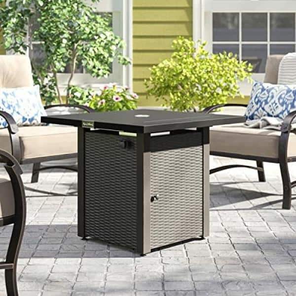 28 in. 50000 BTU Metal Propane Fire Pit Table (Black)