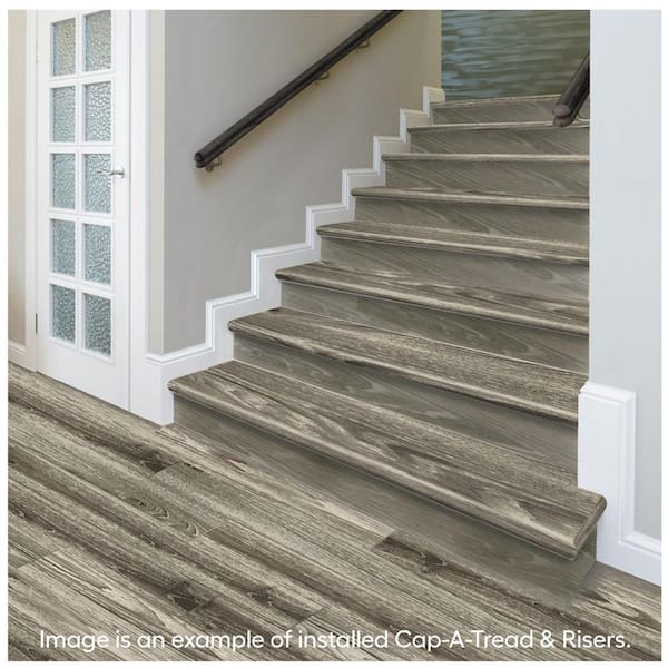 Haley Oak 2.28 in.T x 47 in. L x 12.15 in. W Laminate Stair Tread and Reversible Riser Kit Adhesive