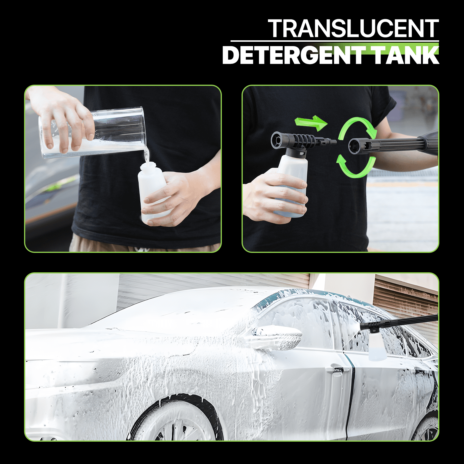 Magshion Electric Pressure Washer, 2180 PSI, Max. 1.5 GPM Power Washer with 19.5 ft Hose, 4 Nozzles, Foam Cannon and Hose Reel, for Patios Cars Fences Driveways, Green