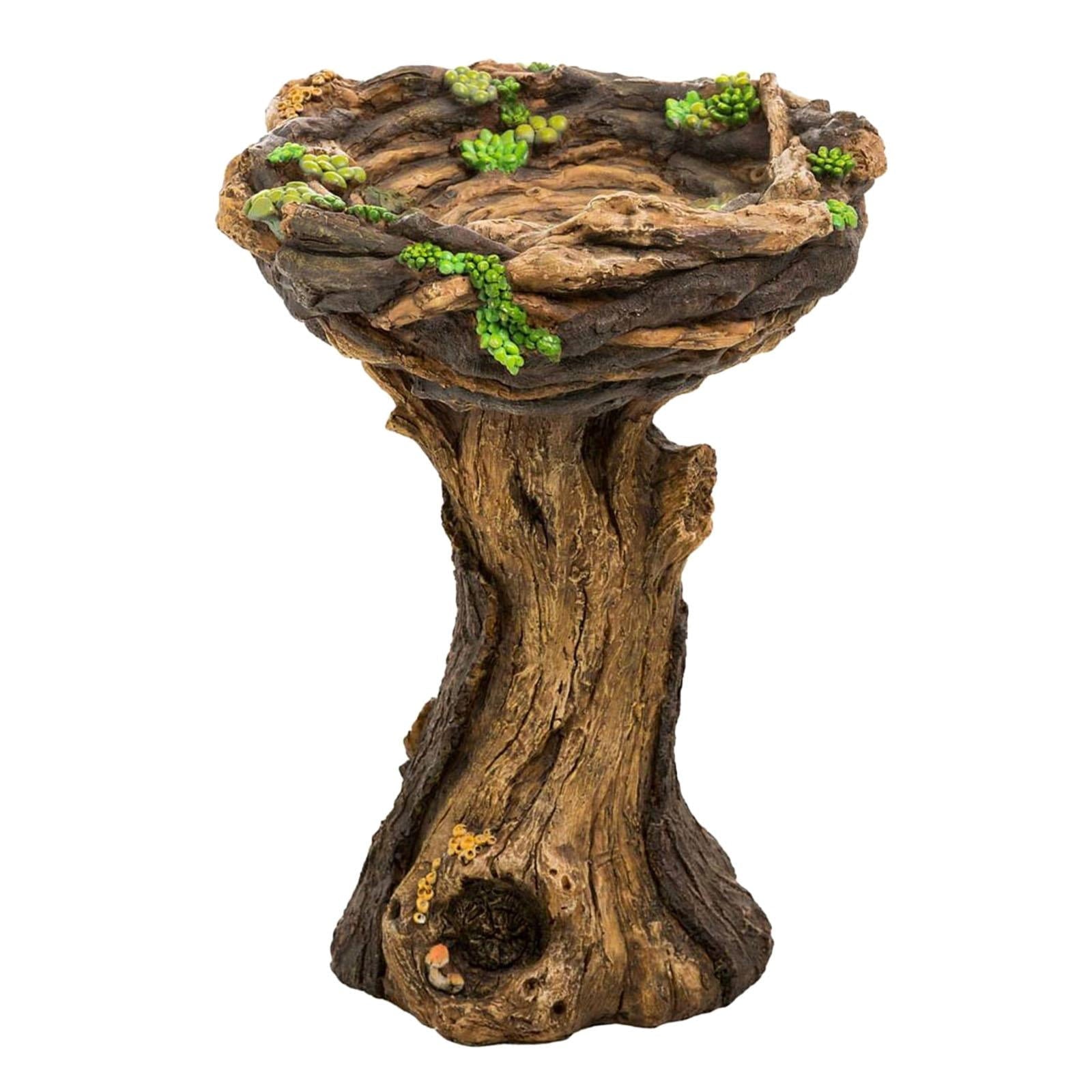 Resin Tree Stump Bird Decorative for Fairy Garden Birdbath Feeder