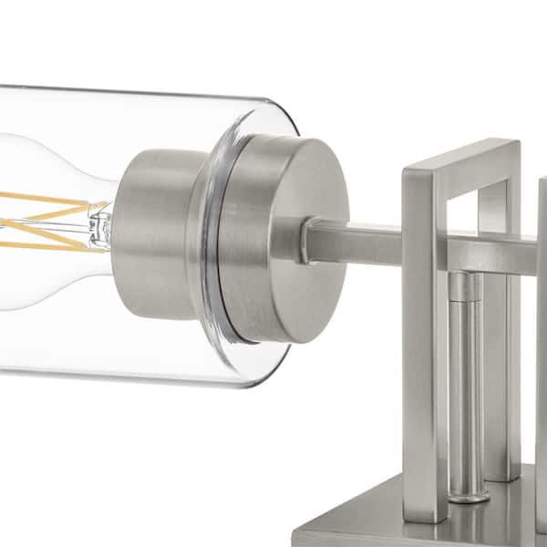 Westerling 19 in. 2-Light Brushed Nickel Linear Bathroom Vanity Light Fixture with Clear Glass Shades