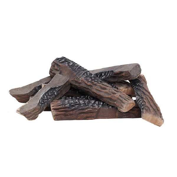 10-Pack 14 in. Large Flame Ceramic Wood Fireplace Fire Pit Log Set
