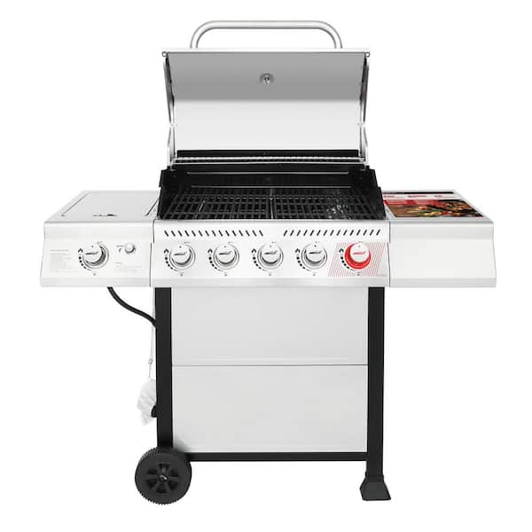 5-Burner Propane Gas Grill in Stainless Steel with Sear Burner and Side Burner
