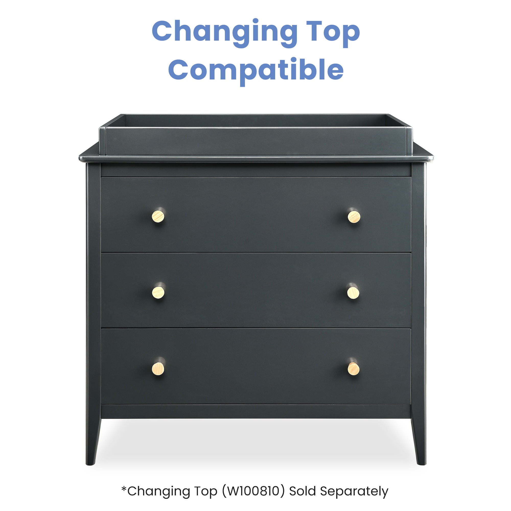 Delta Children Casey 3 Drawer Dresser, Charcoal Grey/Natural