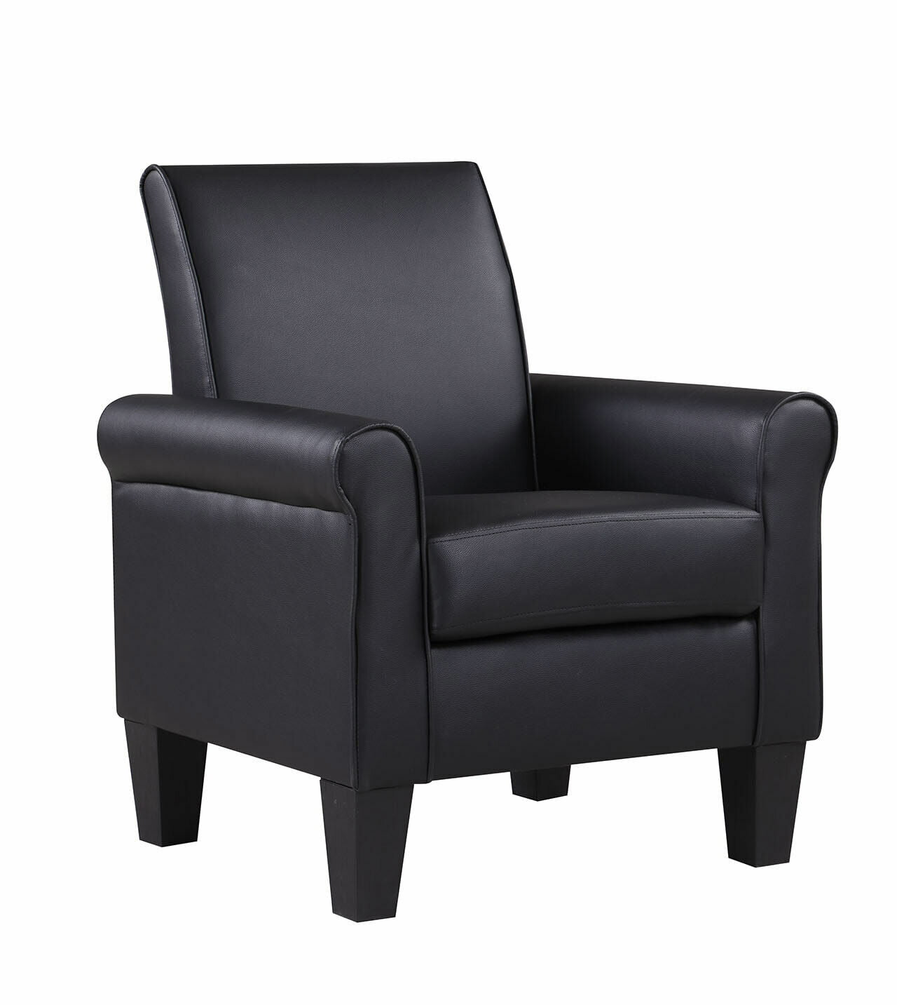 Lohoms Modern Faux Leather Accent Chair Uplostered Living Room Arm Chairs Comfy Single Sofa Chair (Black)