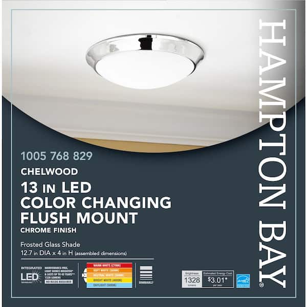 Chelwood 13 in. Chrome Selectable LED Flush Mount