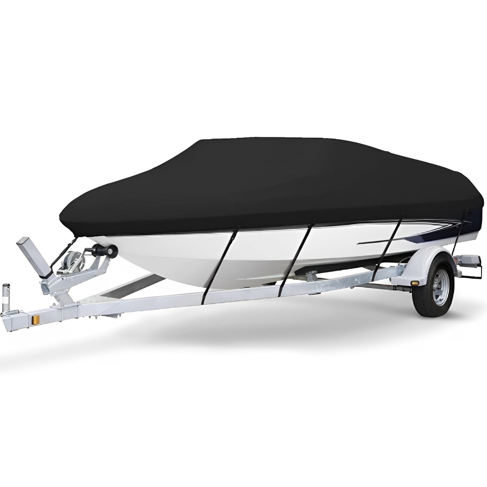 Retrok 20-22 FT Boat Cover Heavy Duty Oxford Cloth Anti-UV Hull Cover Waterproof Tear Proof Marine Grade Trailerable Boat Covers Fit for V-Hull TRI-Hull Runabout Boat Cover