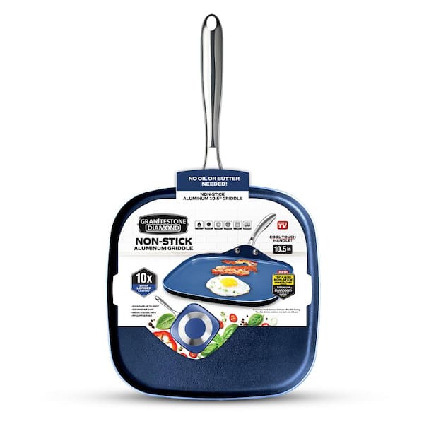 Classic Blue 10.5 in. Aluminum Ultra-Durable Non-Stick Diamond Infused Griddle Pan