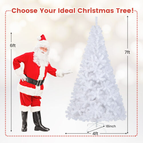7' Artificial PVC Christmas Tree W/Stand Holiday Season Indoor Outdoor White