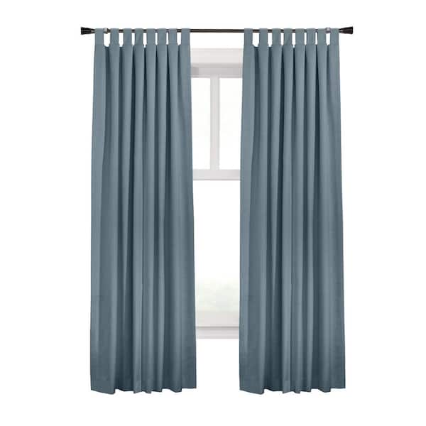 Ventura Blue 78 in. W x 84 in. L Tab Top Total Blackout Curtain Panel Pair, Each Panel