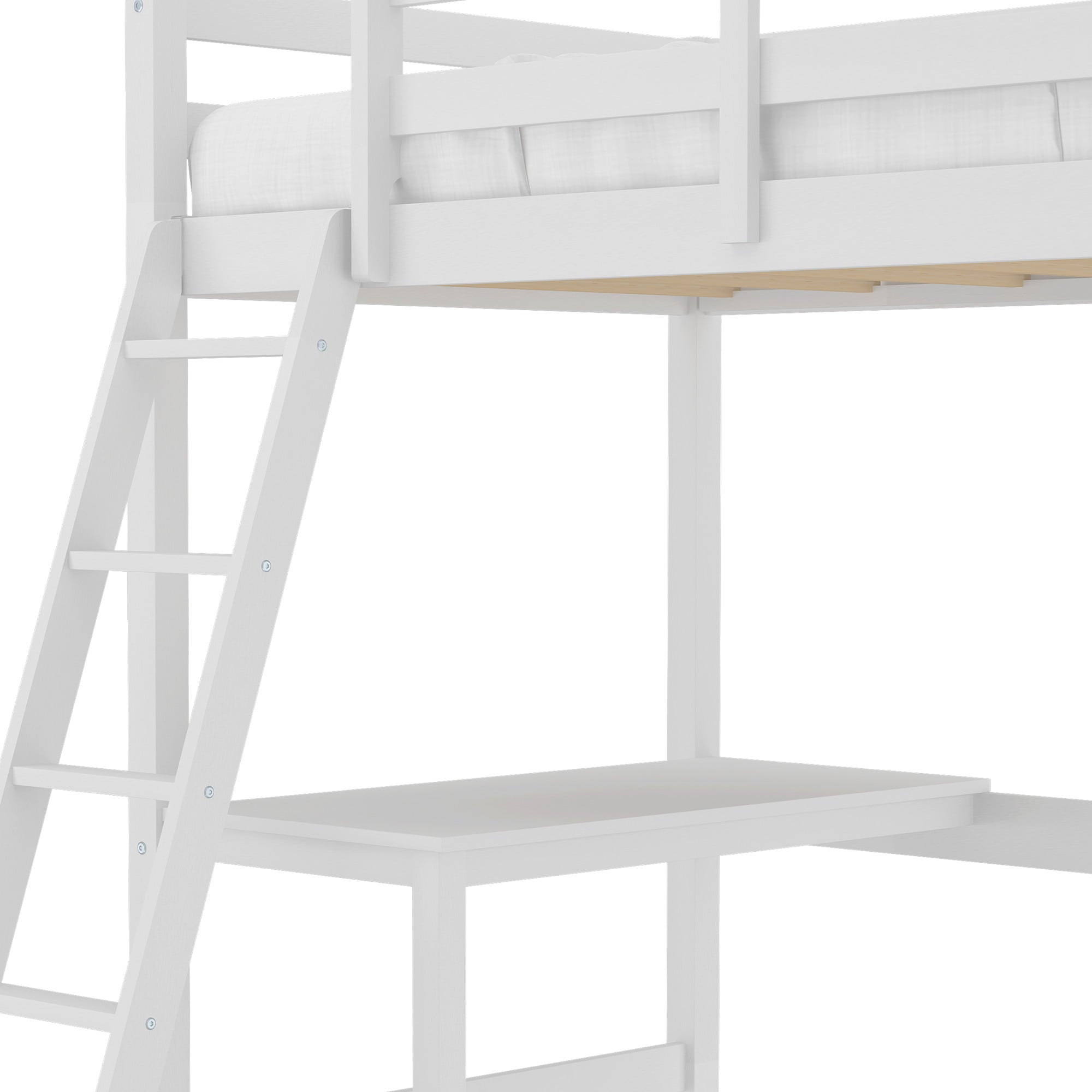 Hillsdale Campbell Wood Twin Loft Bunk Bed with Desk, White