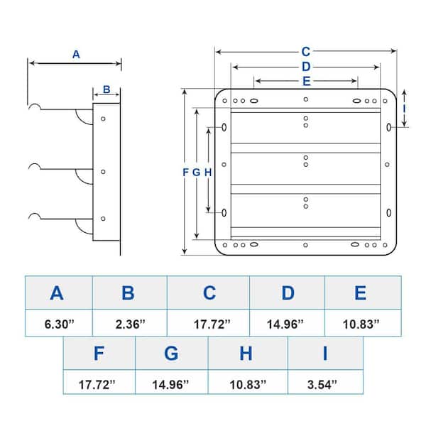 17.72 in. Silver Square Aluminum Automatic Gravity Shutter Louver Vent for 14.96 in. Exhaust Fan