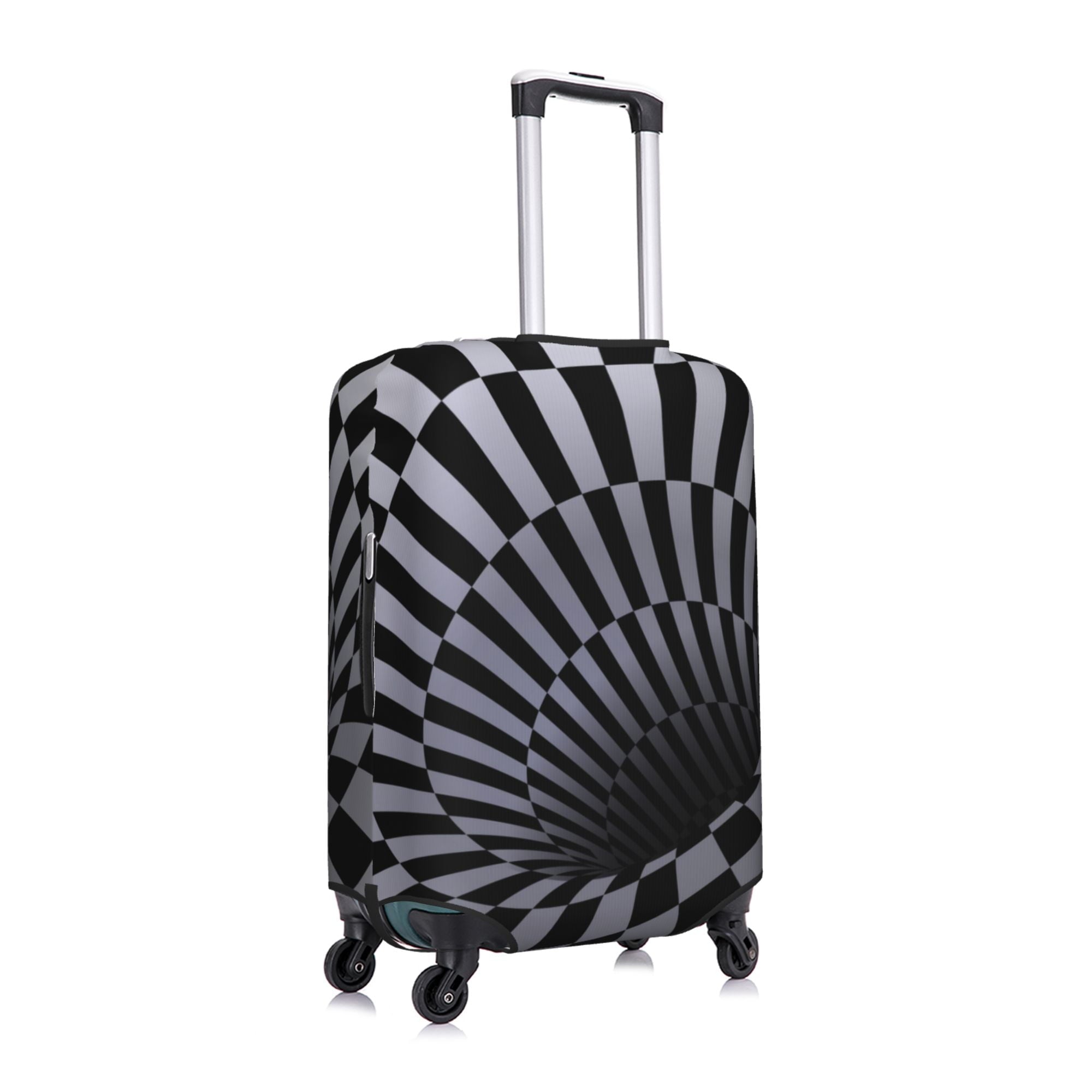 TEQUAN Polyester Elastic Luggage Cover, Black White 3D Vortex Illusion Pattern Dustproof Travel Suitcase Protector