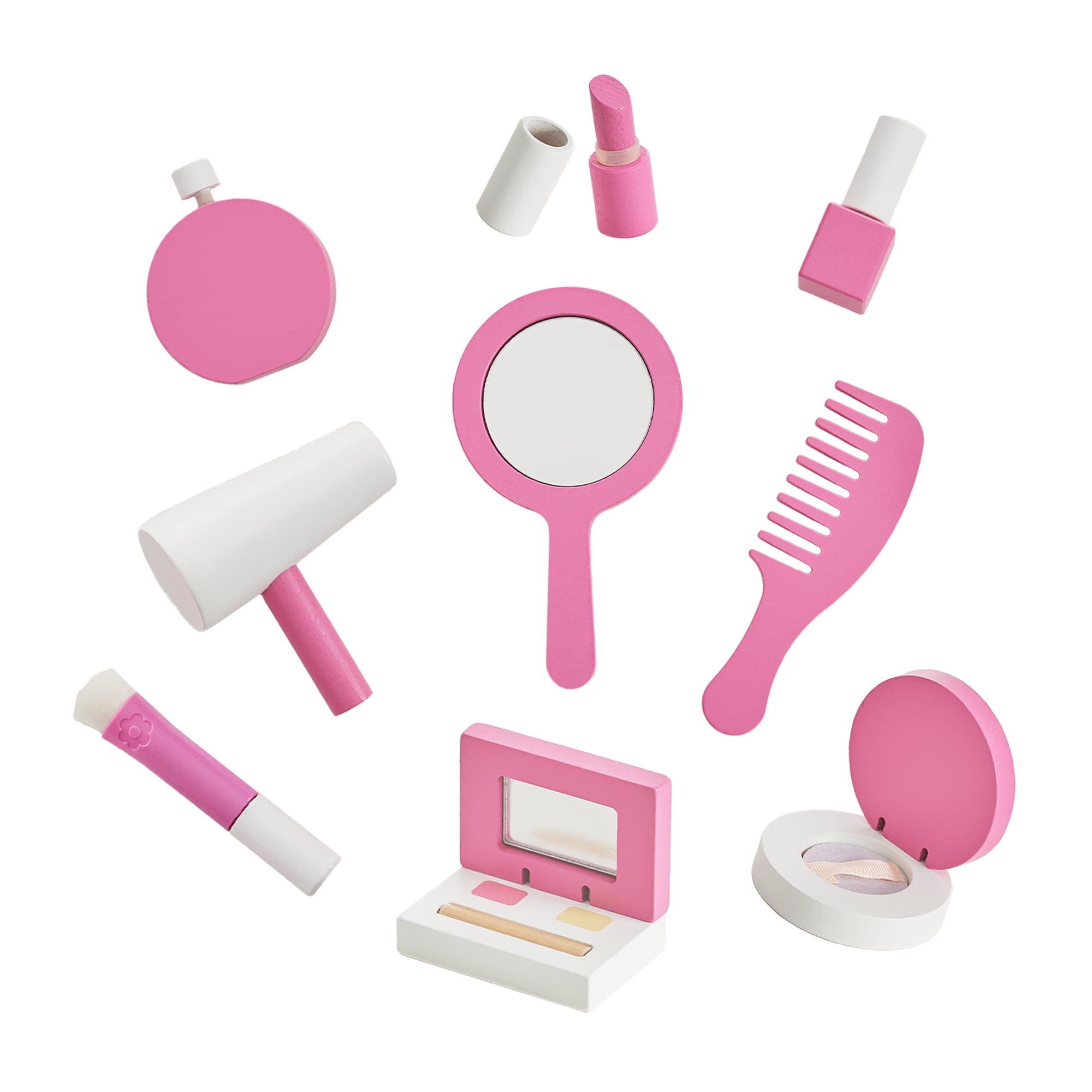 Teamson Kids Little Princess Ashlev Wooden Vanity Playset with Stool, White/Pink