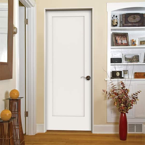 30 in. x 80 in. 1 Panel Shaker Left-Hand Primed Solid Core Wood Single Prehung Interior Door