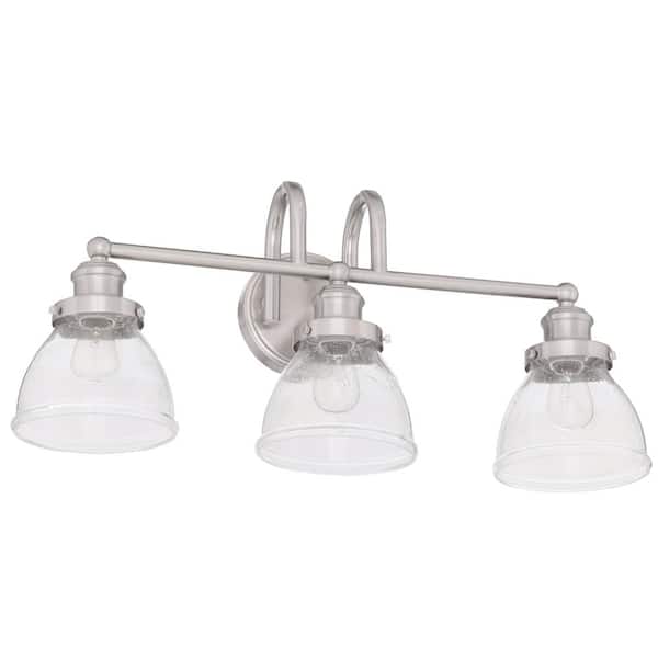 Albona 3-Light Brushed Nickel Vanity Light with Clear Seeded Glass Shades