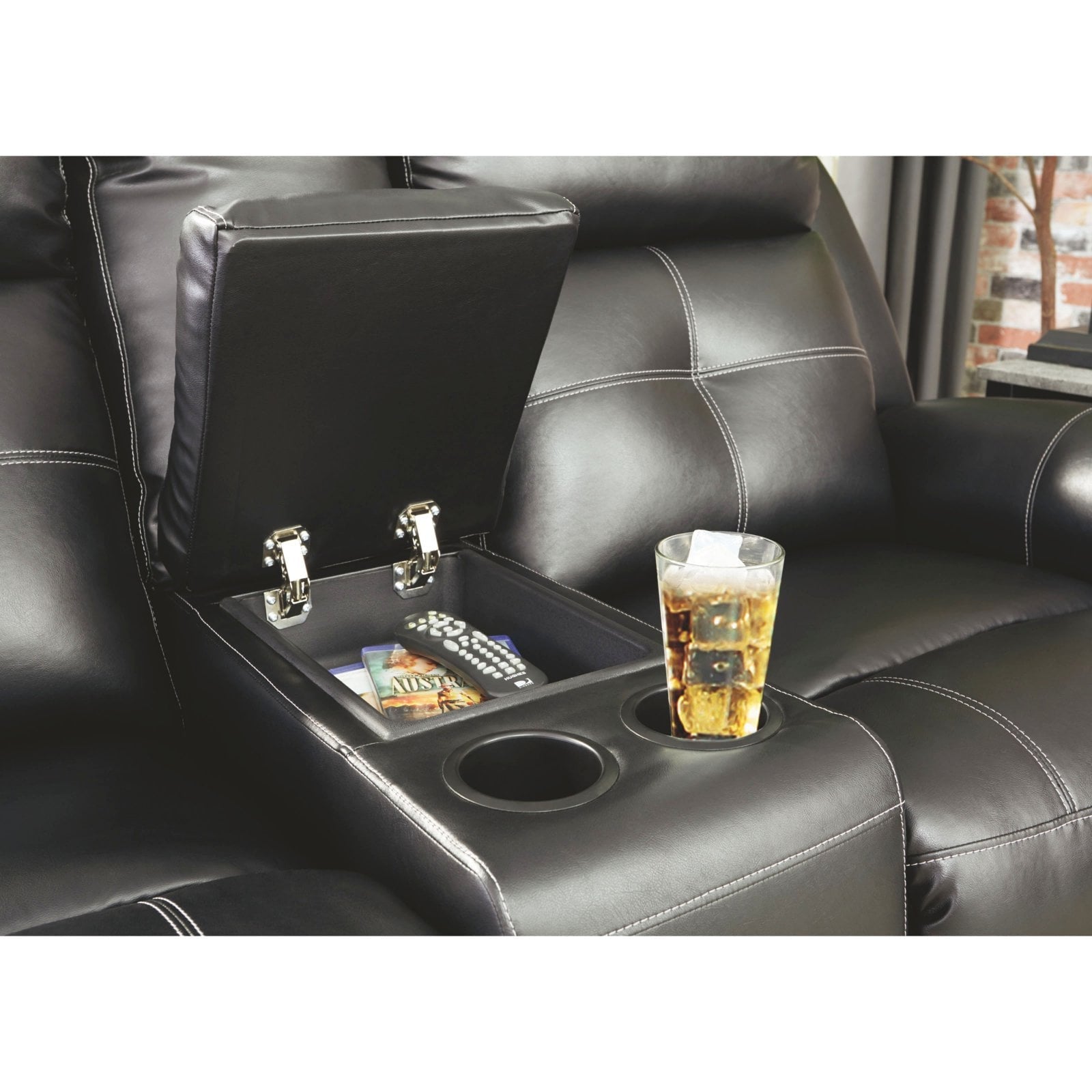 Signature Design by Ashley Kempten Double Reclining Loveseat with Console