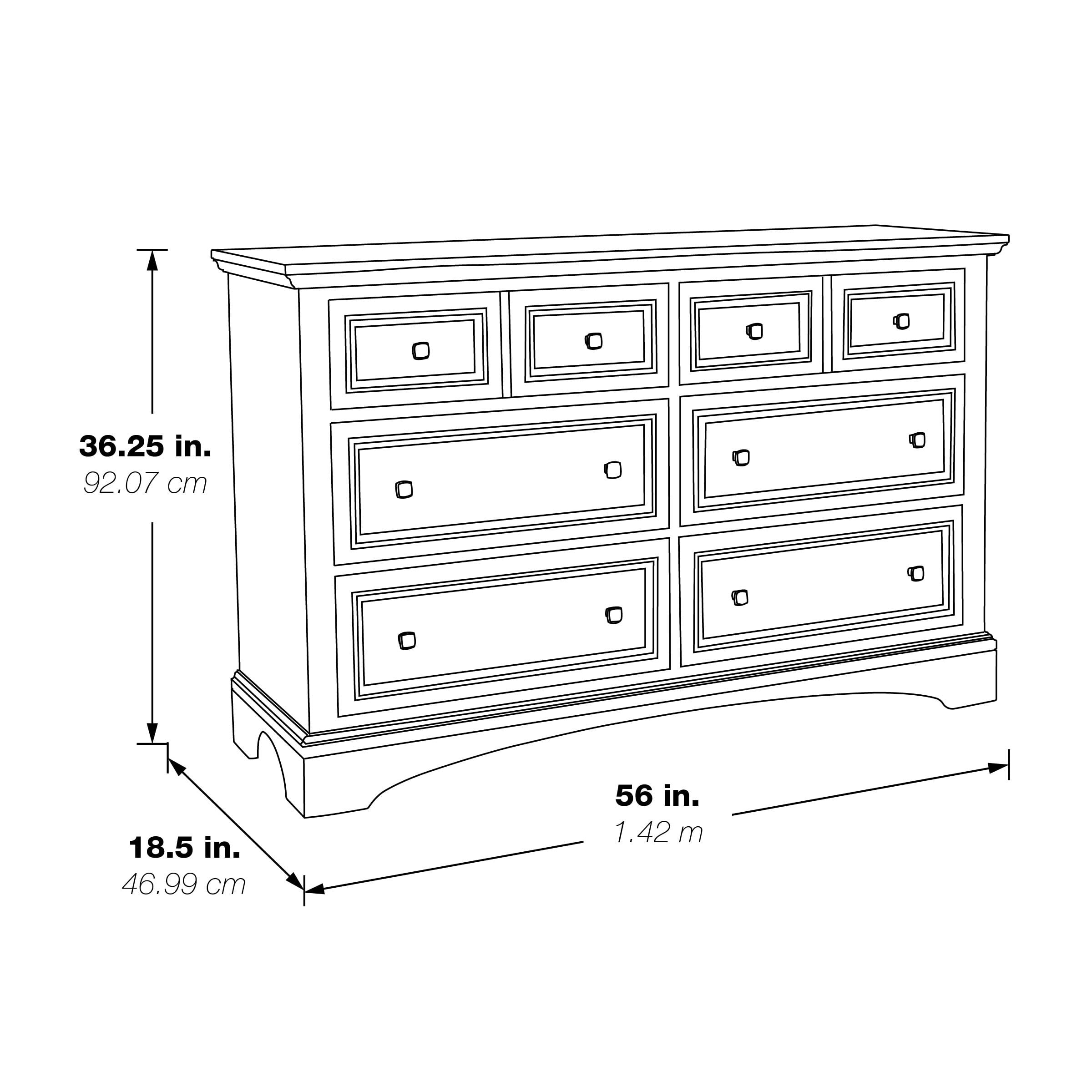 Office Star Products Farmhouse Basics 6 Drawer Dresser