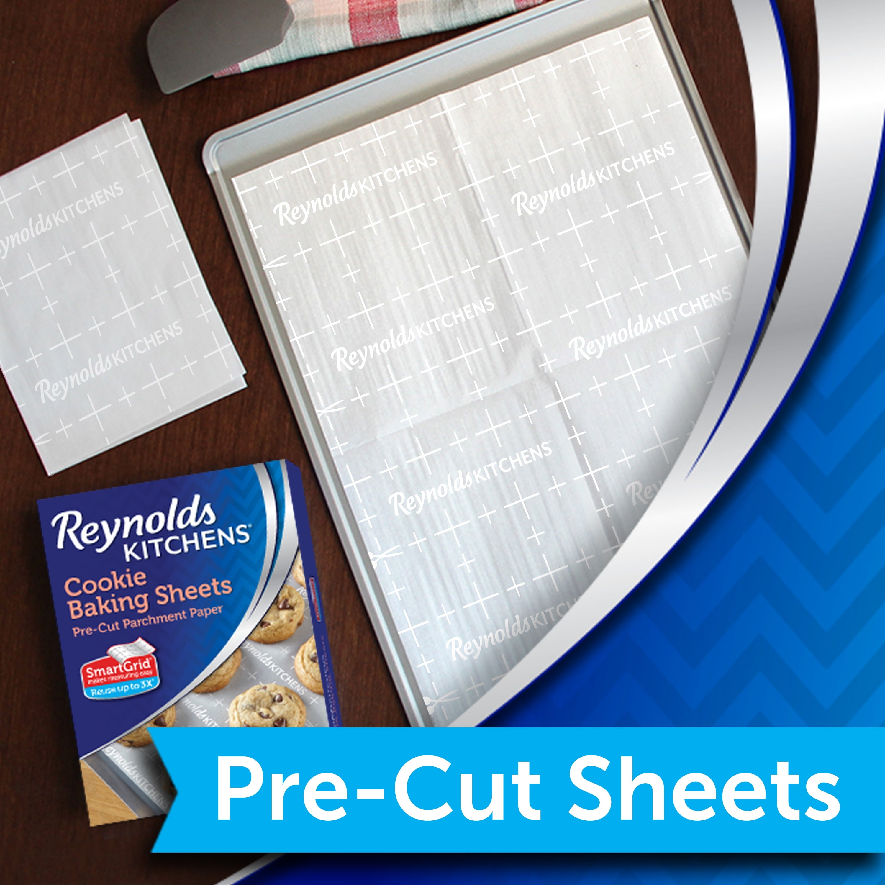 Reynolds Kitchens Cookie Baking Sheets, Pre-Cut Parchment Paper, 25 Sheets