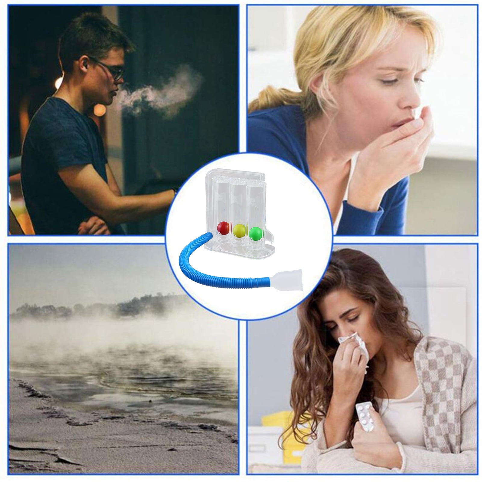 3-Ball Deep Breathing Exerciser Capacity Training Device Breath Exercises and Measurements