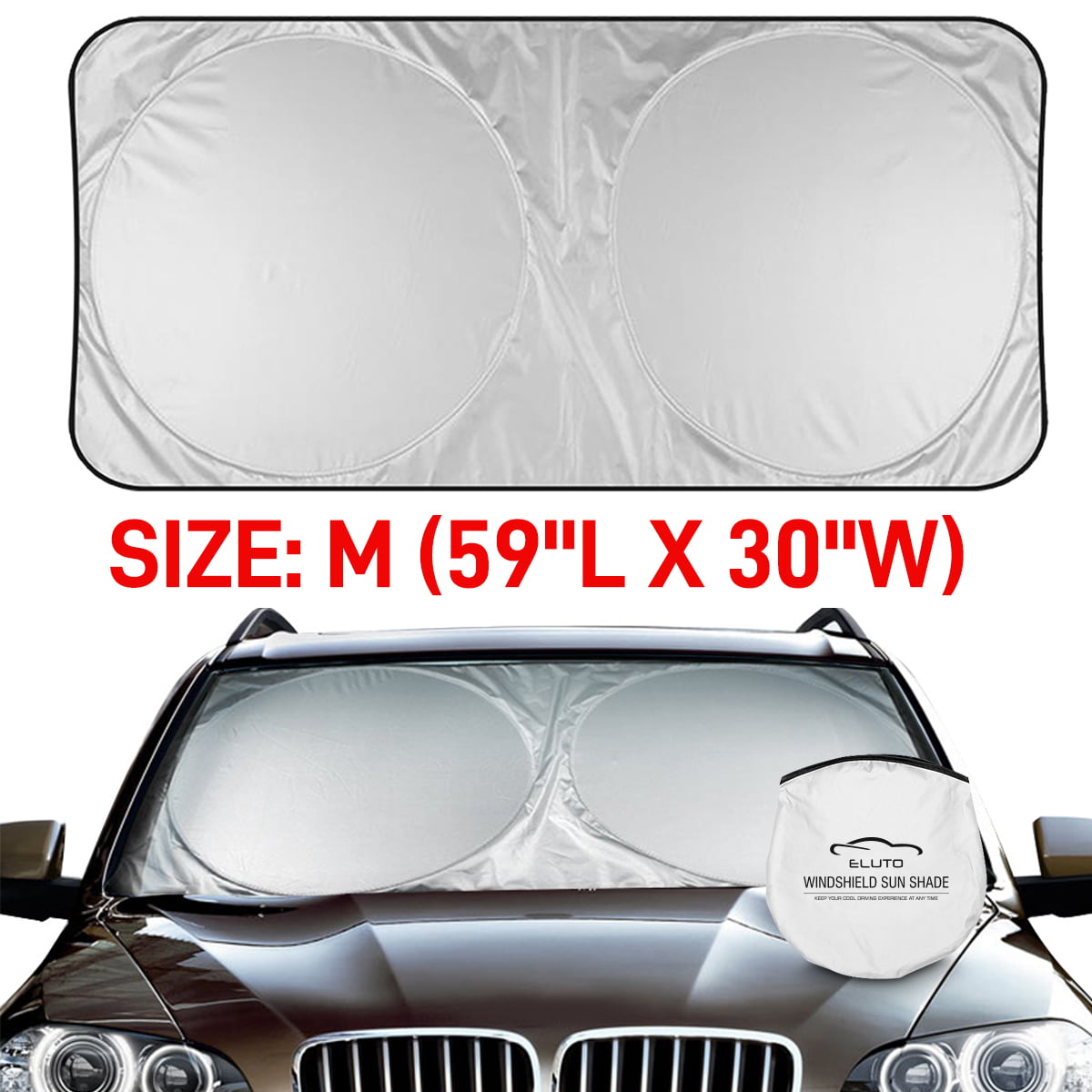 Foldable Car Windshield Sun Shade, Auto Sun Visor for UV Rays and Sun Heat Protection, Car Interior Accessories for Most Sedans SUV Truck, M Size - 59