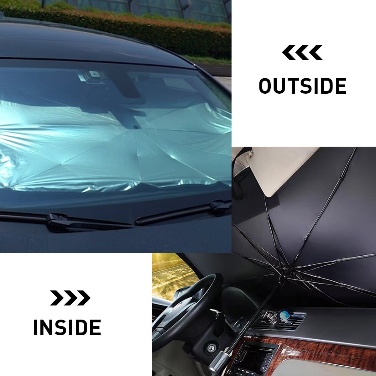 Home Times Windshield Sun Shade,Summer Foldable Umbrella Car Sun Shade Cover for Car Front Window (Heat Insulation Protection),Trucks/Cars/Auto Windshield Covers  (57*31'',Large,Silver)