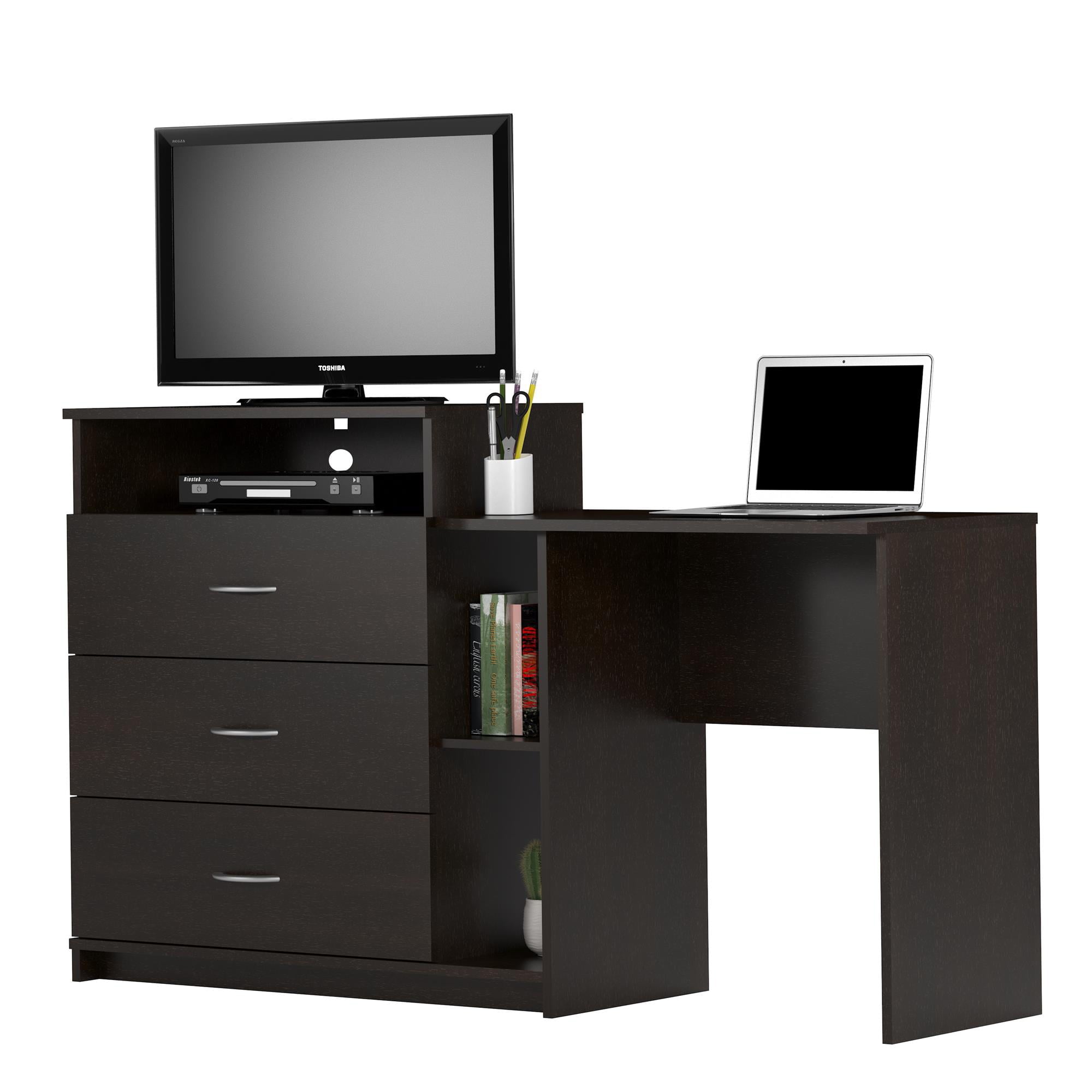 Elm & Oak Somerset 3 in 1 Media Dresser and Desk Combo, Espresso