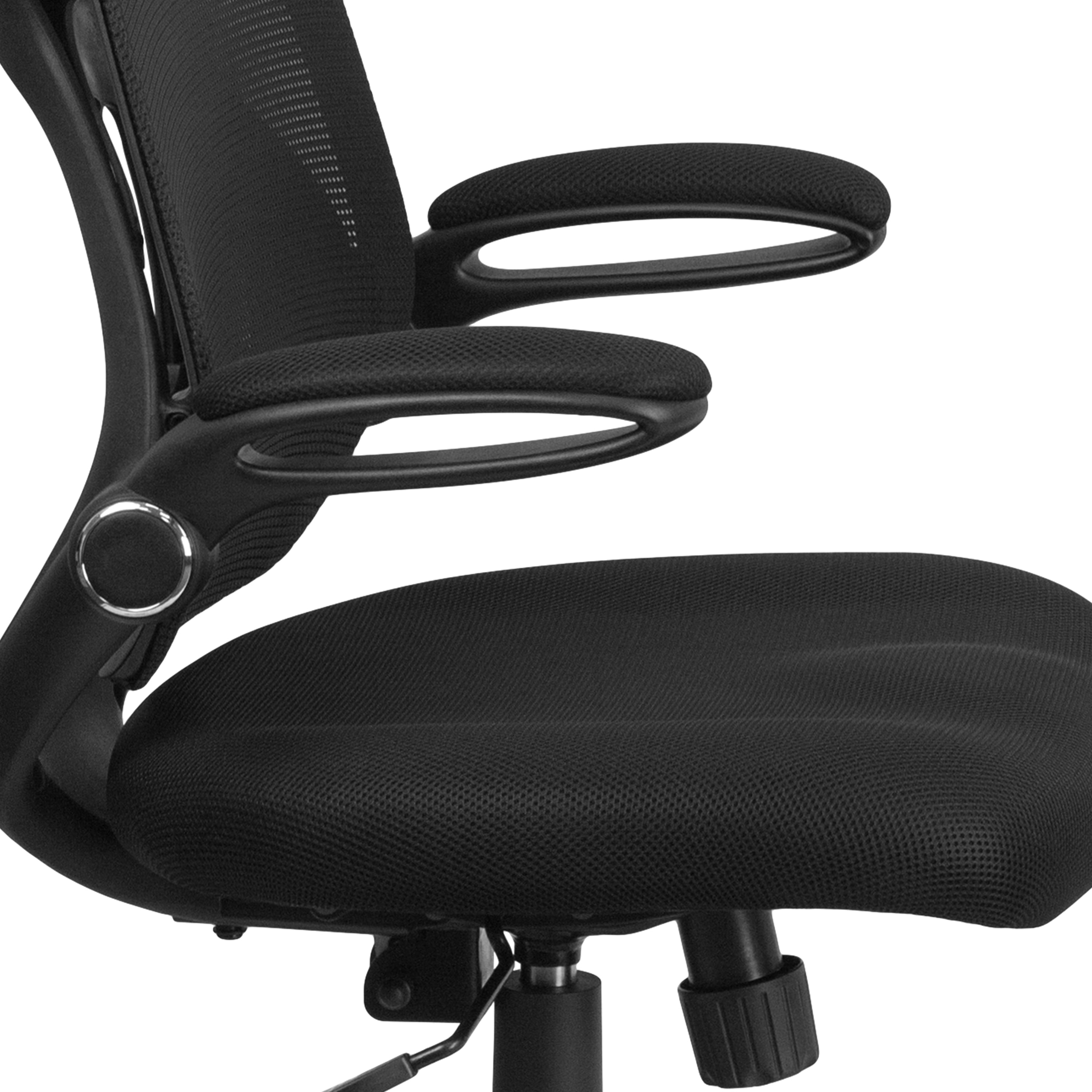 Flash Furniture Kimble High Back Black Mesh Executive Swivel Ergonomic Office Chair with Adjustable Lumbar, 2-Paddle Control and Flip-Up Arms