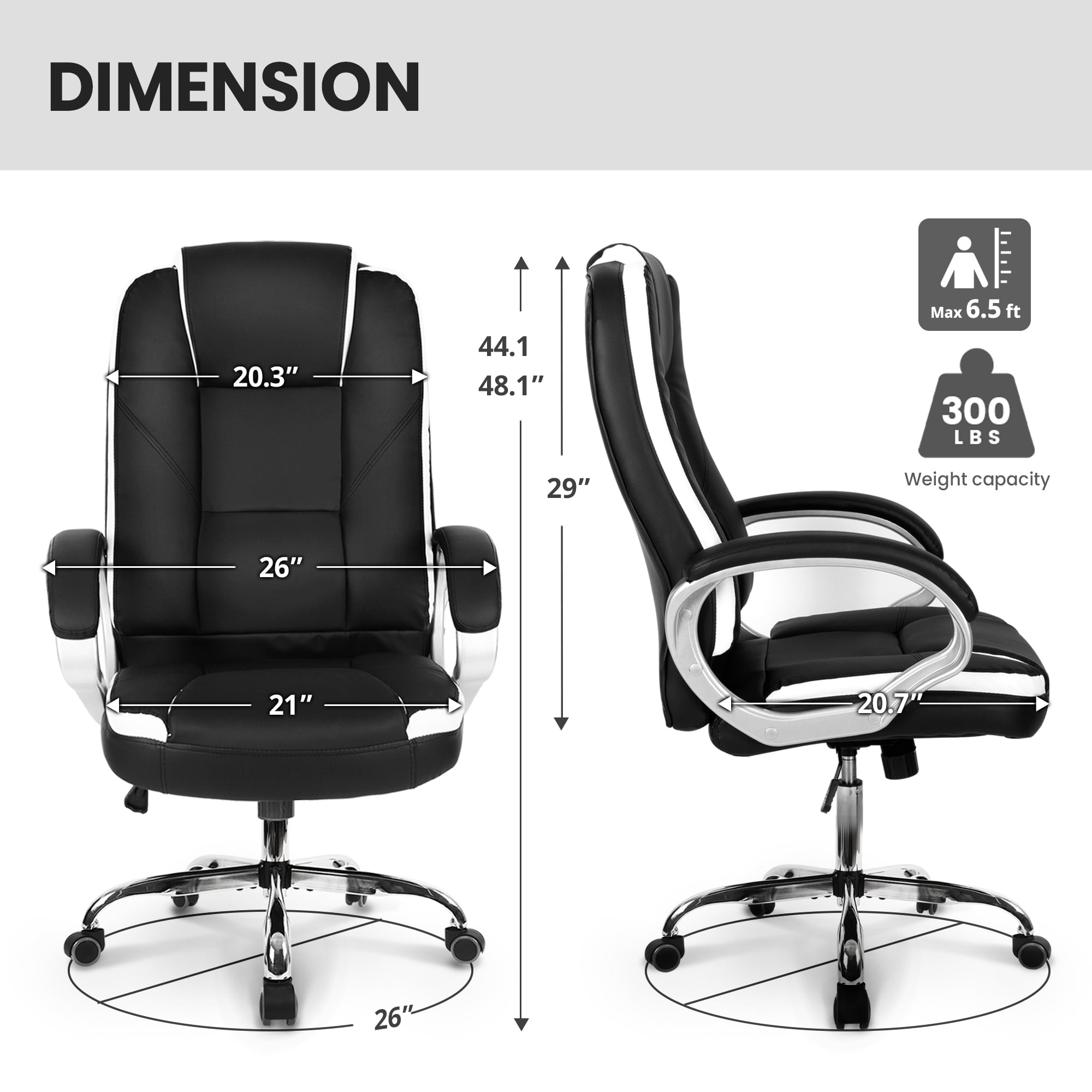 Neo Chair Ergonomic High Back Executive Leather Office Computer Desk Chair, Black