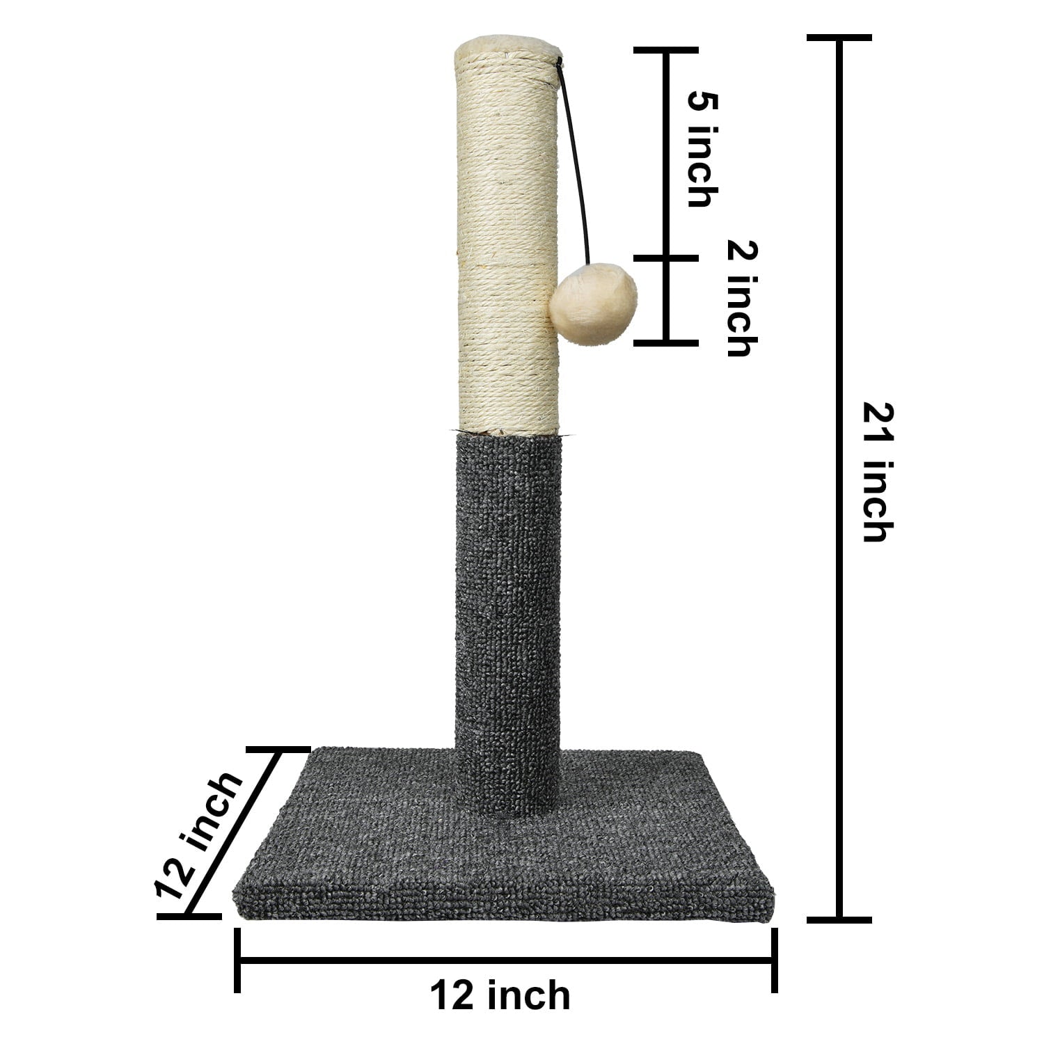 LONGRV Cat Scratching Post, Natural Sisal Scratcher Board, Cat Interactive Toys,20.5Inch