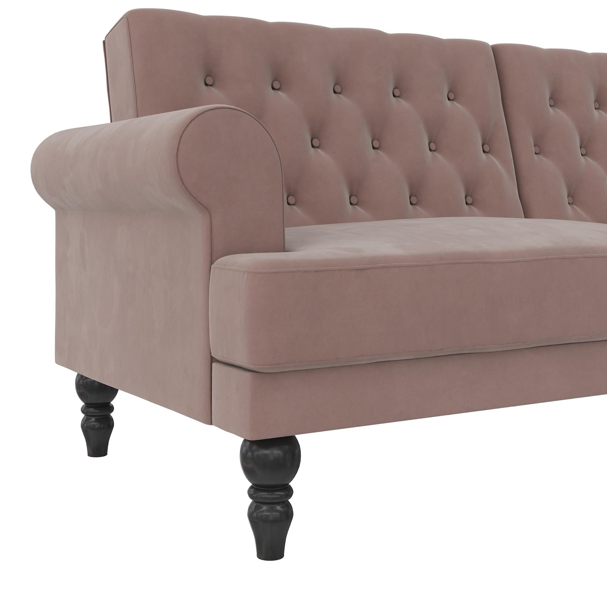 Novogratz Cassidy Upholstered Futon, Blush Velvet