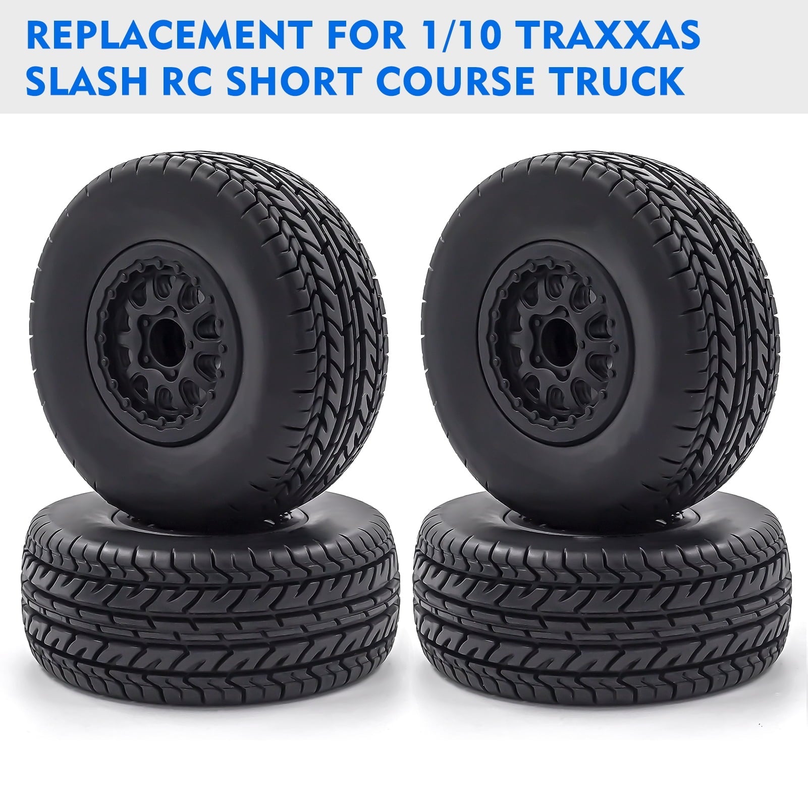 RC Crawler Rubber Tires RC Car Tires 4pcs 12mm Hex Replacement for 1/10 RC Short Course Truck