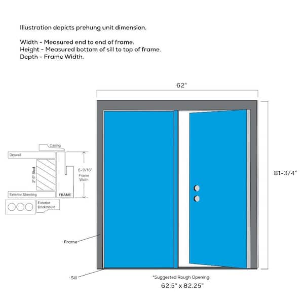 60 in. x 80 in. Internal Blinds Right-Hand Inswing 1/2-Lite Clear Glass 2-Panel Primed Steel Prehung Front Door