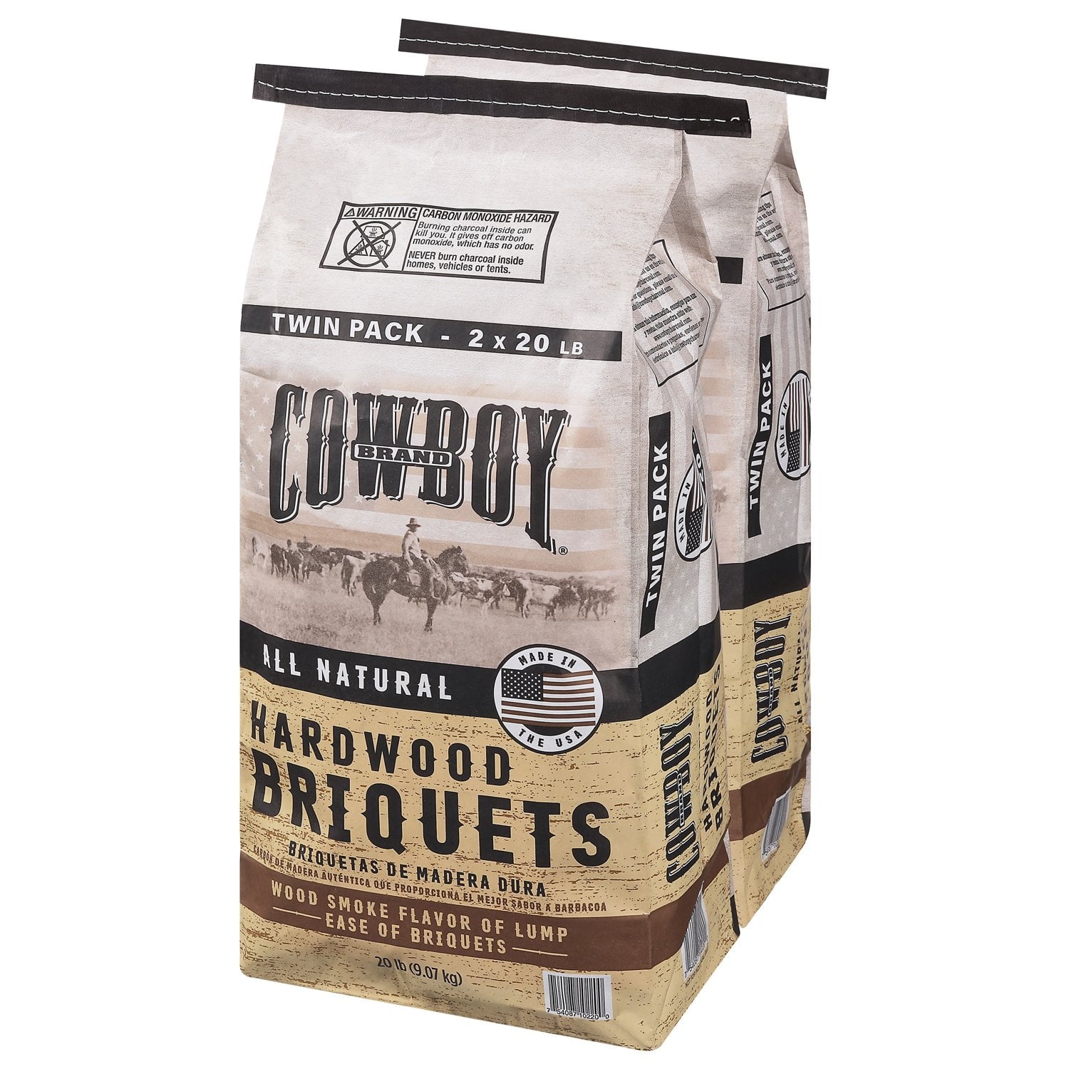 Cowboy Hardwood Charcoal Briquets, 20 Pounds Each (Pack of 2, 40 Pound Total)
