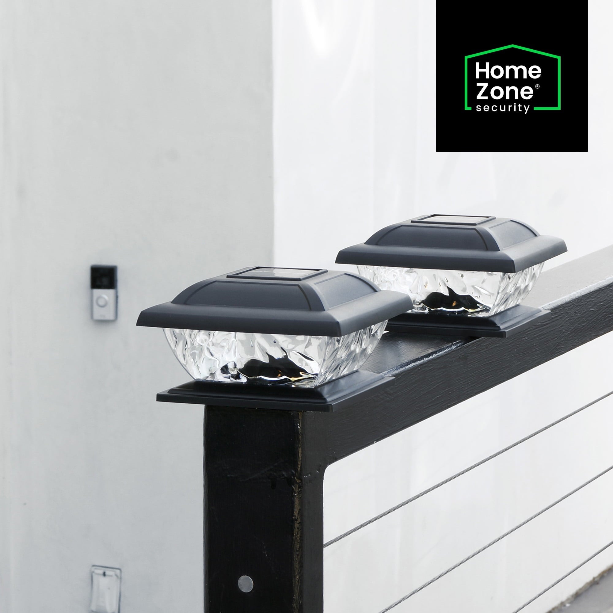 Home Zone Living Solar Post Cap Lights - LED Outdoor fits 4-6 in. Posts, Black, 2-Pack