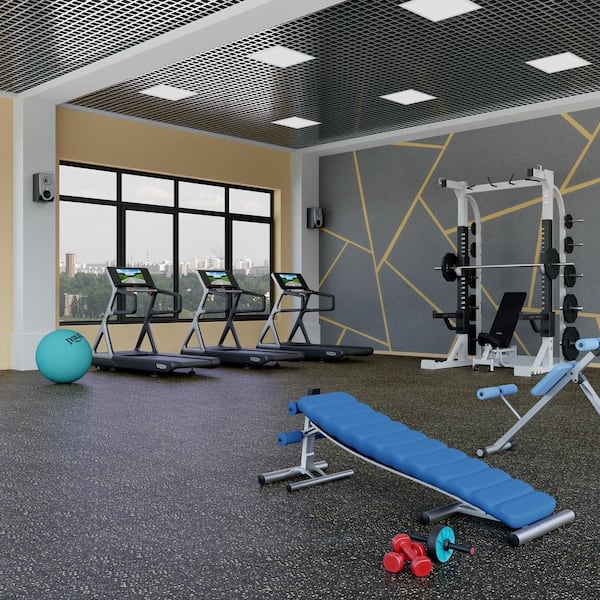 2 ft. W x 2 ft. L Black/Beige Interlocking Recycled Rubber Garage Flooring (24 sq. ft./Pack)