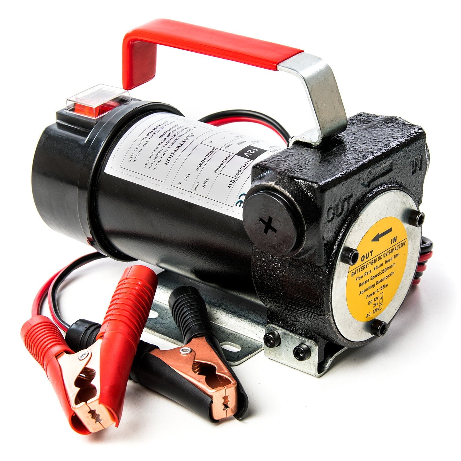 Kapsco Moto FTP-5050 12V 10 GMP Fuel Transfer Pump with Suction Hose & Fuel Pump Nozzle