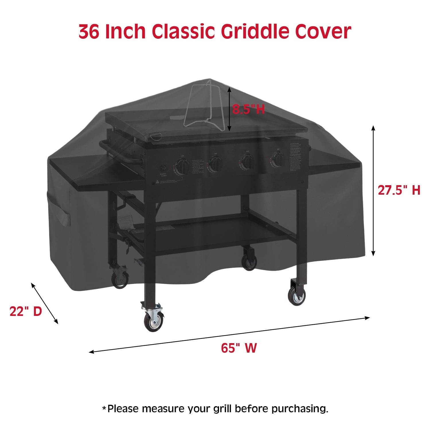 Unicook 36 Inch Griddle Cover for Blackstone, Heavy Duty Waterproof Flat Top Grill Cover for Blackstone 4 Burner Griddle Cooking Station 1554 1825 and more, with Support Rack