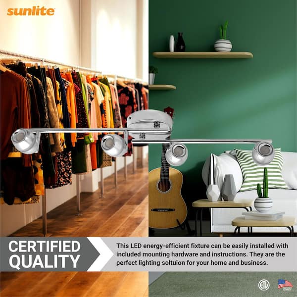 2.6 ft. Chrome Integrated LED Ceiling Mounted Hardwired Track Lighting Kit with Round Chrome Head