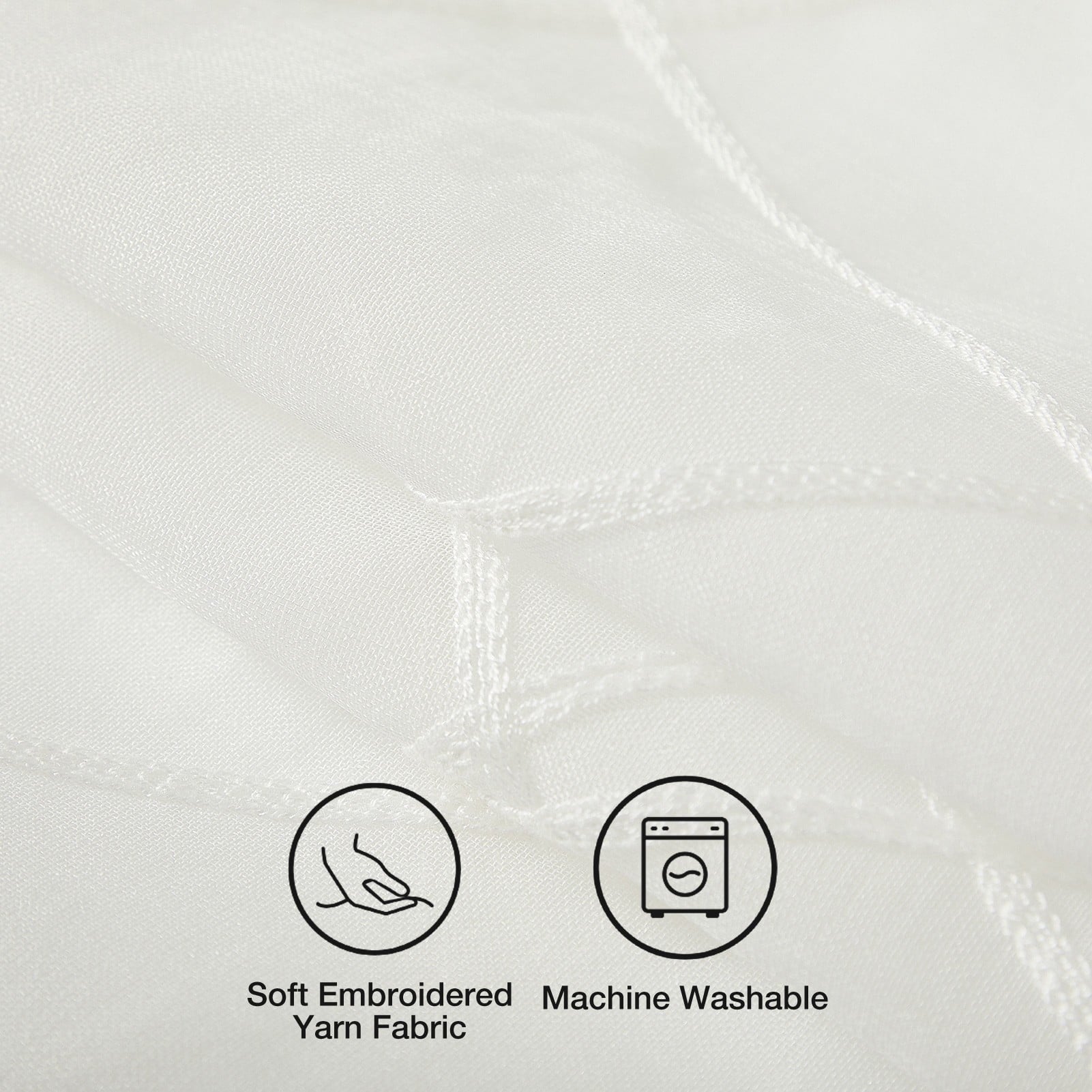 Topfinel White Sheer Curtains 63 Inch Long White Embroidered Grommet Window Curtains for Living Room Bedroom, Tulle Window Drapes, Semi Transparent Voile Boho Curtains,52 x 63 Inch,2 Panels