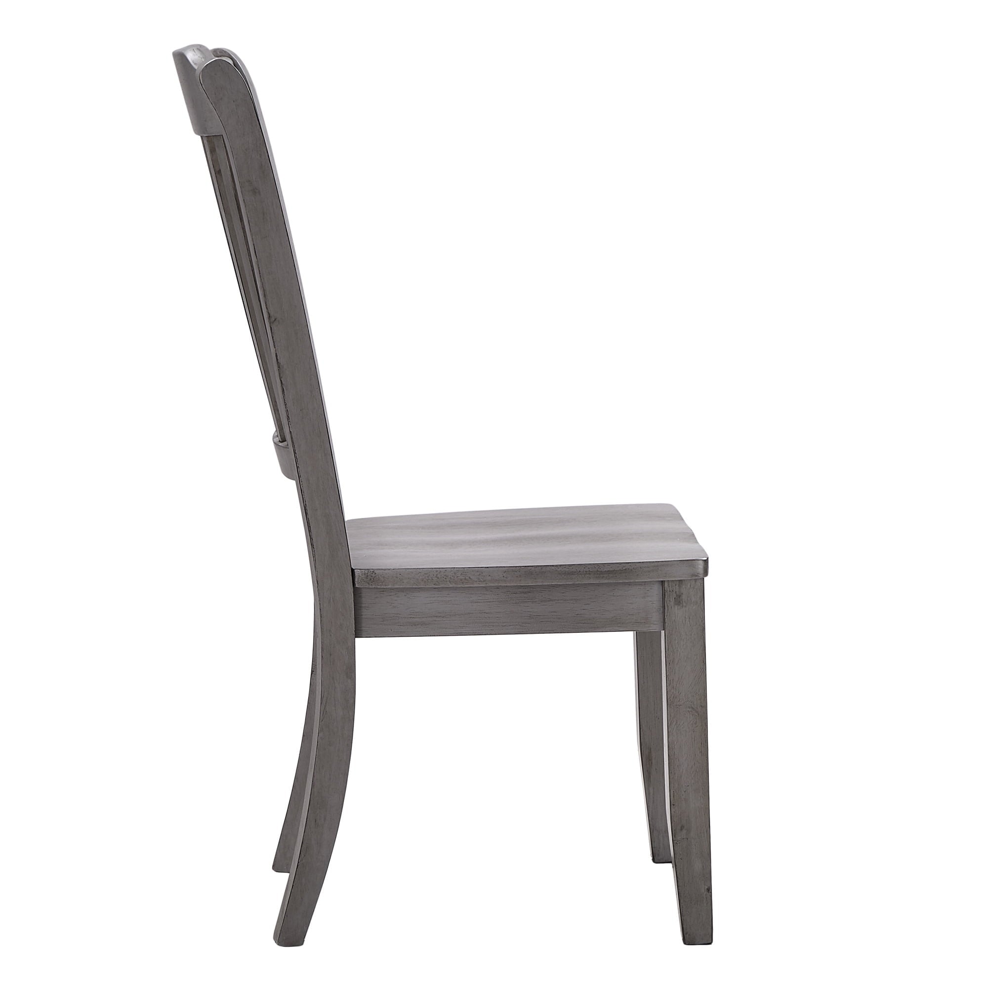 Weston Home Farmhouse Slat Back Wood Dining Chairs, Set of 2, Antique Grey Finish