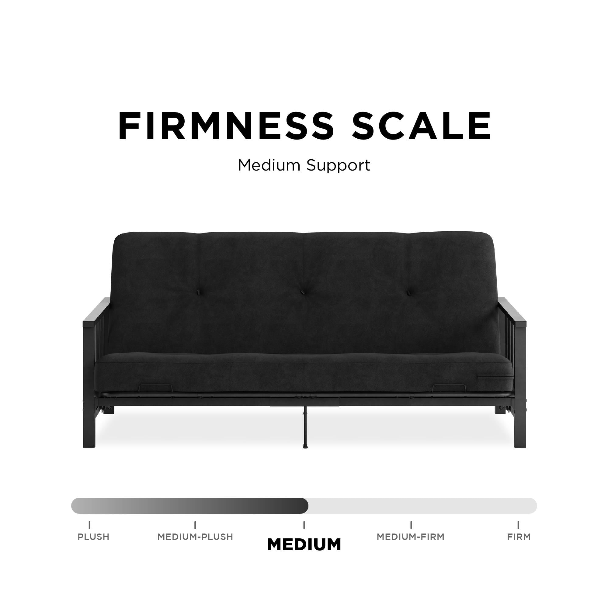DHP Harlow Full Metal Arm Futon with 6-Inch Thermobonded High Density Polyester Fill Black Microfiber Mattress