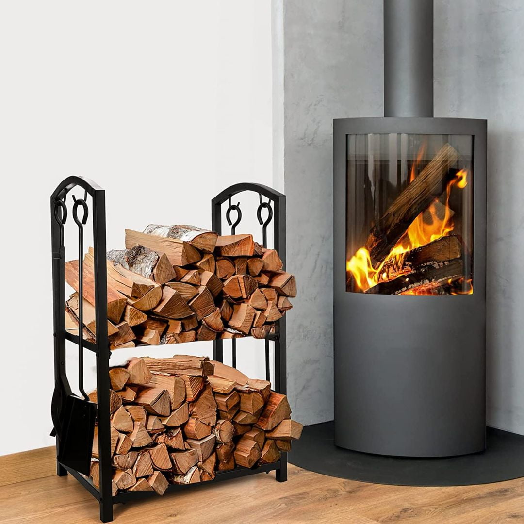 Lifespace Log Holder Set with 4 x Fireplace Tools