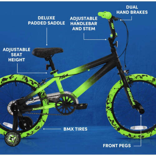Kent Bicycles 18" Madd Gear MG18 BMX Boy's Bike, Black and Green