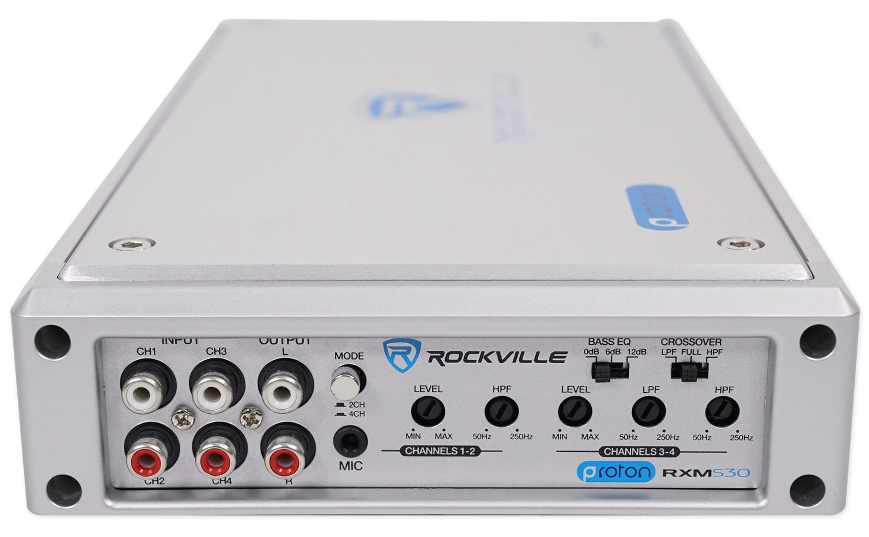 Rockville RXM-S30 Micro Marine/ATV Amplifier 2400w Peak 4 Channel 4x150W+Amp Kit