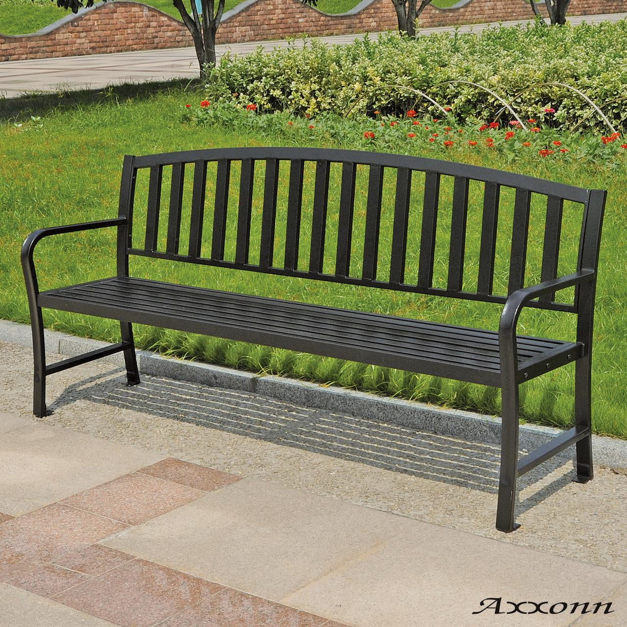 Axxonn 6ft Commercial Heavy Duty Metal Bench, Black, L 70.9 x W 21.3 x H 34.4 inches