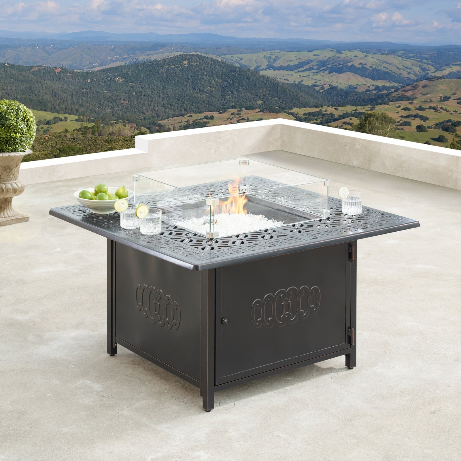 Oakland Living Ronin 42 in. Square Propane Fire Pit Table - Copper