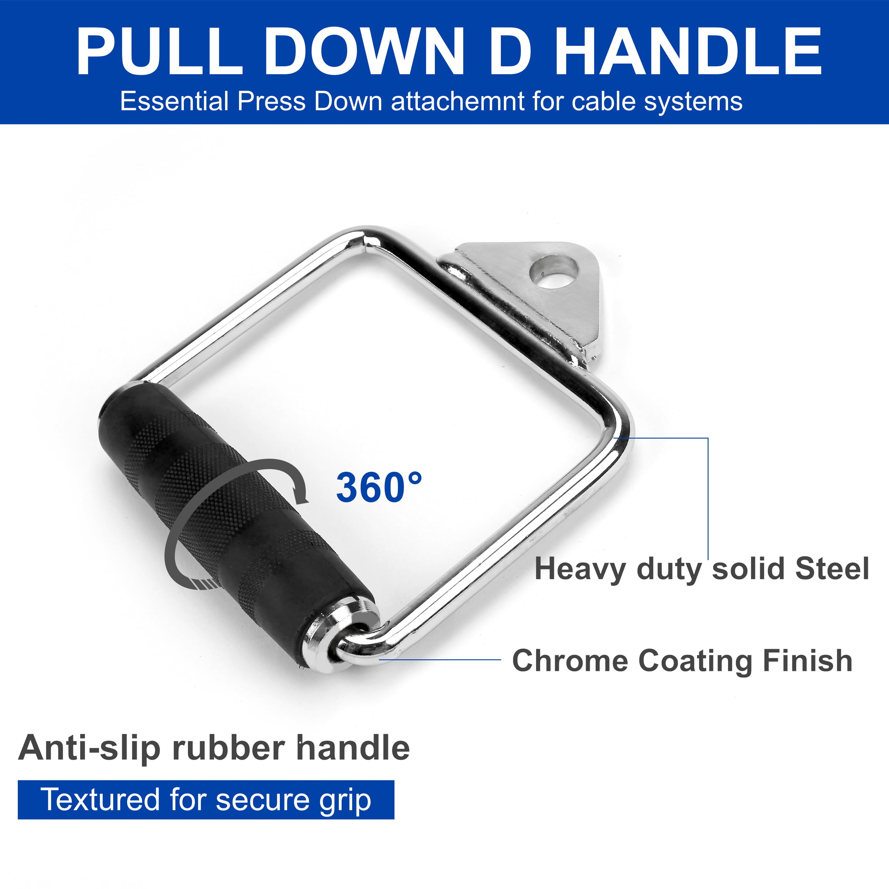 XPRT Fitness Triceps Pull Down Cable Exercise Attachment Weight Machine Accessories Press Down Bar, D Handle Set of 2